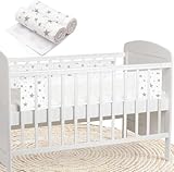 Atmungsaktives Kinderbett Stoßstange - 2 Pack Mesh Kinderbett Stoßstangen für Kinderbett, gepolsterte Babybett Stoßstange Liner für sichere und komfortable schlafen, leicht und langlebig weiß Sterne .