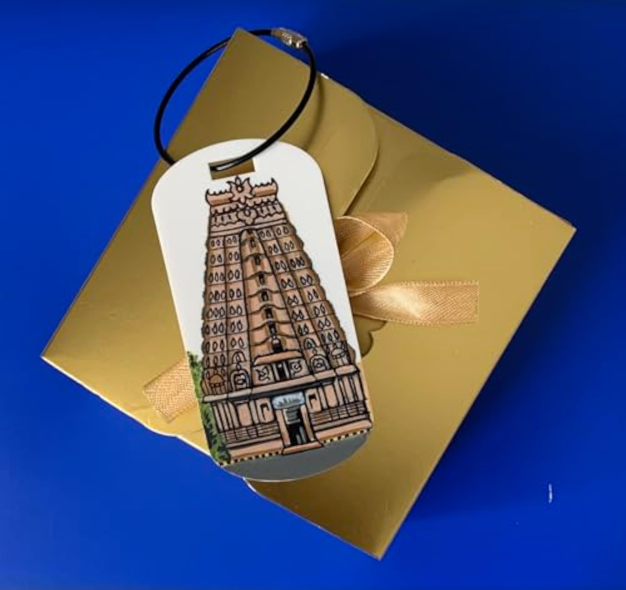 Kalaabharana Hand-Painted Temple Luggage Tag, Oval