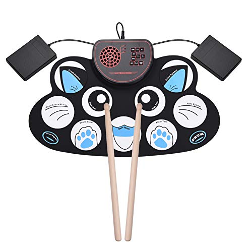Electronic Drum Draagbare, inklapbare E-Drum Pad Digitale Siliconen Drumstel 9 Demo-Songs 10 ritmes opname 3,5 mm…