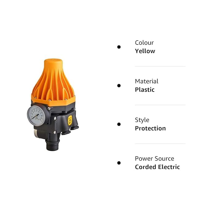 Image of Resale By JES Automatic Electronic Water Pump Pressure Controller Switch - 220V-240V, 10A, 1.1kW, with Gauge, G1 Thread, 1.5 Bar Start Pressure, 10 Bar Max, IP65 Waterproof, High-Grade Polymer