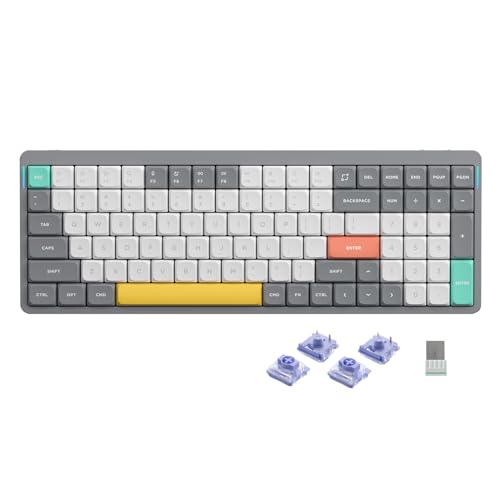 Image of nuphy Air96 V2 Wireless Mechanical Keyboard,100 Keys RGB Backlit Keyboard,Supports Bluetooth 5.1,2.4G and Wired Connection,for PC /Laptop /Windows /Mac -Grey Gateron Wisteria Switch