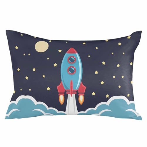 Pillowcase 20x26 Inch - Standard Stars Rocket Child Soft Brushed Microfiber Pillow Covers with Hidden Zipper Closure Bed Pillow Shams for Bedroom Sofa Car, 1pcs