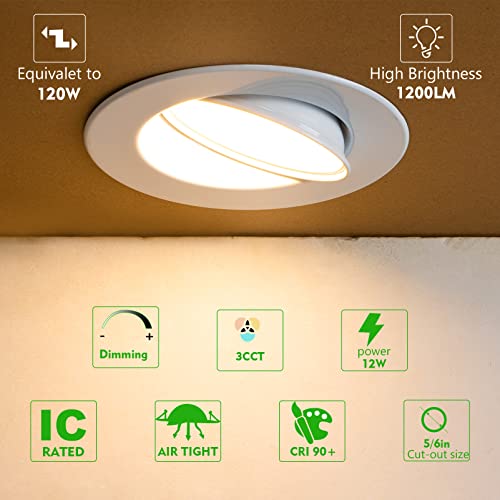 Bulbeats 12Pack 5/6 Inch Gimbal Led Recessed Light thumb #1