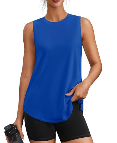 Image of PINSPARK Workout Tank Tops for Women UPF 50+ Side Slits Athletic Gym Shirt
