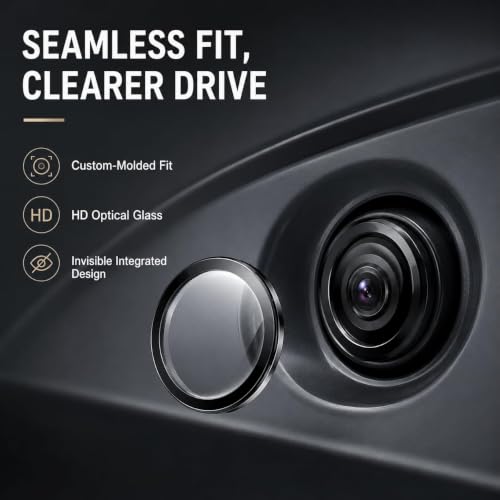 Image of Car Camera Lens Protector Cover, 2 Pack 9H Acrylic Guard with 3M Adhesive, Waterproof Anti Scratch Anti Fog Ring for Reverse Side 360 Parking Cameras