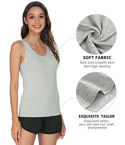 Vislivin Womens Supersoft Camisole Stretch Casual Tank Tops Black/White/Black/Gray S - Thumbnail 2
