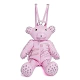 Dolls Kill Tormented Teddy Backpack - Vegan Leather Bag, Spikes and Studs Pink
