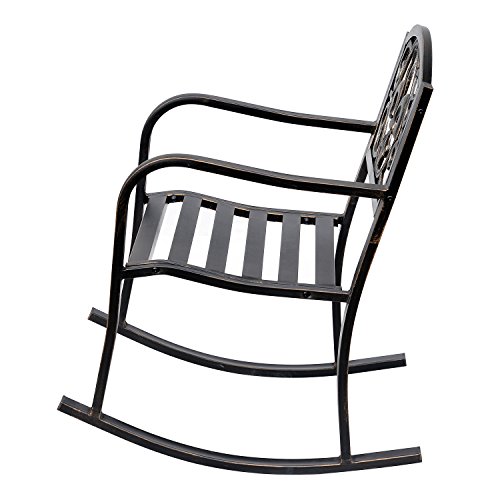 Fauteuil à bascule de jardin Outsunny en métal bronze antique 60x73x85cm - 7