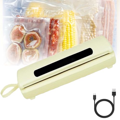Selladora Al VacíO PortáTil Multifuncional 4 En 1 Con Modo HúMedo Y Seco, Indicador Led, DiseñO Compacto, Puerto De Carga USB, Ideal Para El Hogar Y Camping,Beige