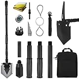 Yeacool Portable Folding Shovel Pickax Military Multitool Tactical Spade for Camping Entrenching Gardening(38 inch Shovel with Survival Kit)