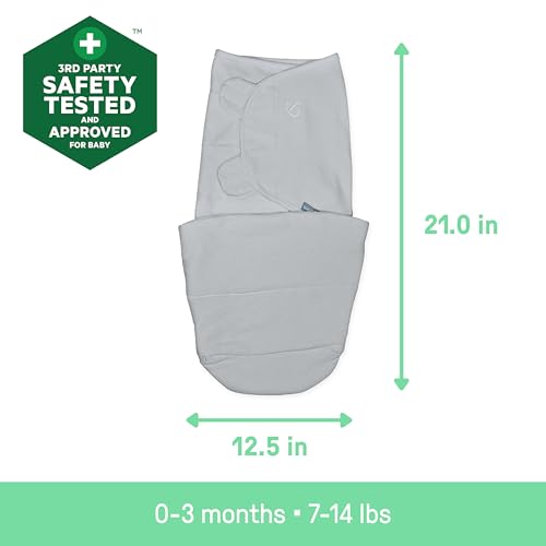 Image of SwaddleMe by Ingenuity All Season Baby Swaddle, 2 Quick Flip Layers to Change from 1.0 to 2.5 TOG, Size 0-3 Months, 7-14 Pounds - Dream Waves