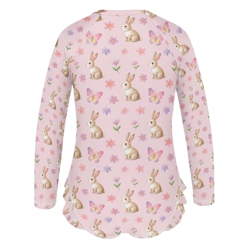 Traje de baño de una pieza para niñas con mangas largas y estampado para tres a doce años 3