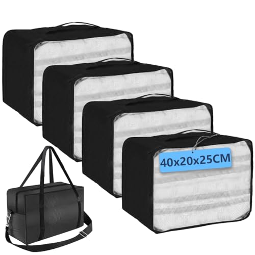 5 Cubes XL Packing Cubes per valigia, con 1 sacchetto Ryanair per bagaglio a mano (40 x 20 x 25 cm), set da 100 l con 5 sacchetti da viaggio da 20 l (modello nero/A)