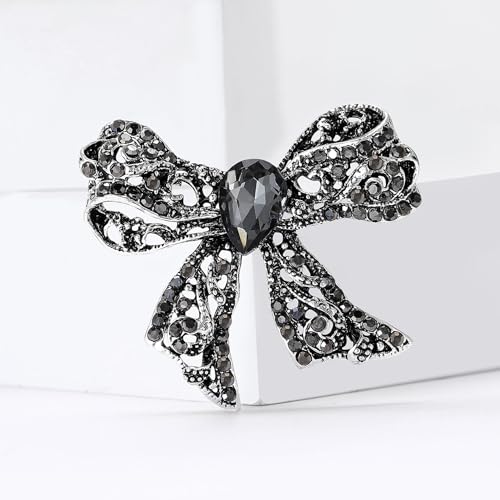 Image of Rhinestone Bow Brooch Vintage Crystal Large Bowknot Brooches for Women Brooch Pin Wedding Fashion Jewelry Accessories,Women Gift