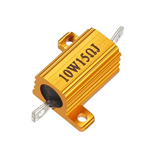 uxcell 2 Pcs Aluminum Case Resistor 10W 15 Ohm Wirewound for LED Converter with Rod Post 10W15RJ