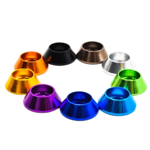 Image of 50pcs M5 Cone Cup Washers Anodized Aluminum Alloy Screw Gasket Countersunk Washers (Green)
