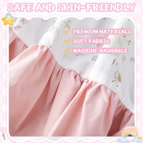 Image of Hahafelt Pink Crib Skirt for Baby Girls Boys, 100% Washed Cotton Bed Skirt