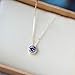 18K Gold Vermeil S925 Sterling Silver Natural Tanzanite Necklace – Blue Danube Moonlight Pendant, Japanese Wave Ocean Design, Elegant Lock Necklace for Women (White Gold)