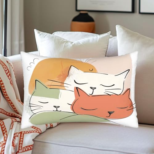 Douce housse de coussin le chat 50x80 cm pour lit chaleureux