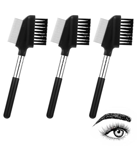3er-Pack Augenbrauen Bürste, Wimpernkamm aus Metall mit Grobem und Feinem Haar, Langlebiges Augenbrauen Bürste Werkzeug für Präzises Styling, Make-Up Applikator für Frauen & Profis