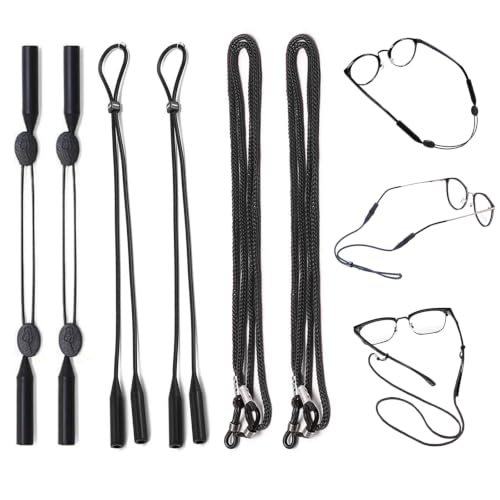 ARYIMYDP 6 Piezas Cordones para Gafas, Sujeta Gafas Ajustable & Cinta Gafas Elástica, 30 cm Antideslizante Suave para Hombres Mujeres Niños Correr Alpinismo Natación