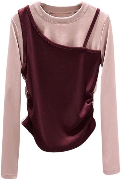 Women's Slim Fit Long Sleeve Base Shirt Inner Wear Waist Inward Thin Short Top Thermal Base Layer Slimming T-Shirt