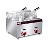 Friteusen Commercial Gas 20L Doppelzylinder-Pommes-Frites-Maschine, dicker Edelstahl, schnelle Heizung, für Haushaltsrestaurants