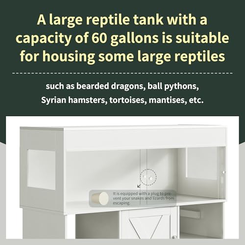 Image of Herture 60 Gallon Reptile Tank with Stand,Reptile Enclosure with Cabinet