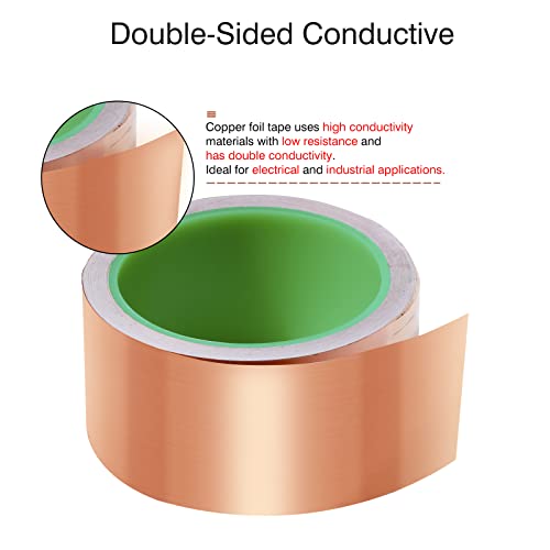 Juasky 2 Inch Copper Tape, 33 Ft Copper Tape Double-Sided Conductive Adhesive, Copper Foil Tape For Stained Glass, Guitar, Crafts And Electrical Repairs #TOP2