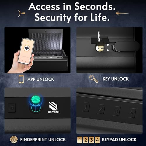 BE-TECH Biometric Gun Safe, App Control 4-Way Access Pistol Lock Box by BE-TECH - Used condition - Image 3