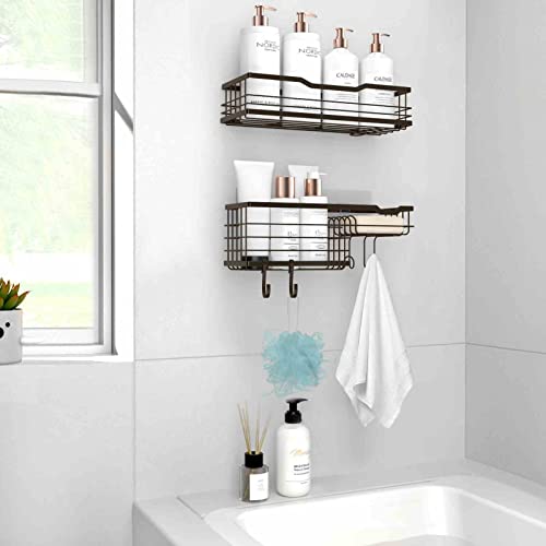 Hblife Shower Caddy 2 Pack Shower Organizer, Adhesive Shower Caddy With 4 Hooks And Soap Dish, No Drilling Stainless Steel Shower Shelves For Inside Shower, Shampoo Holder For Shower Wall, Bronze #TOP5