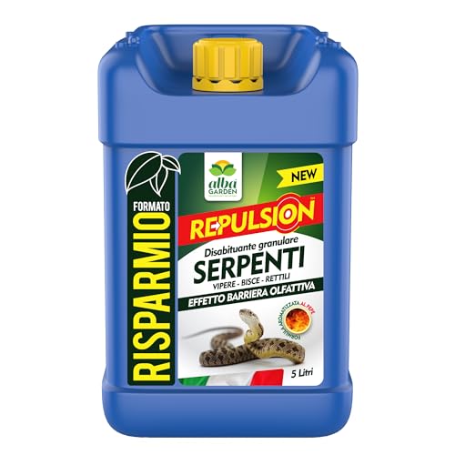 Albagarden - Disabituante Repellente Barriera Per Serpenti - Dissuasore Naturale Per Allontanare Vipere Bisce Rettili - Granulare x 5 Lt