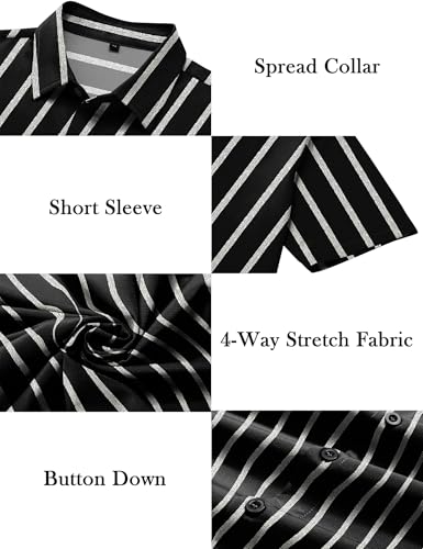 LecGee Mens Hawaiian Striped Shirts Short Sleeve Button Down Aloha Floral Shirts Summer Beach Hawaii Shirts3