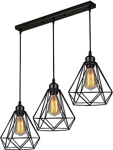 Image of Vintage Black Metallic Hanging Pendant Ceiling Lamp, for Bedroom, Living Room, Hotel, Cafe, Balcony Decor (Black Diamond Hanging LAMP)