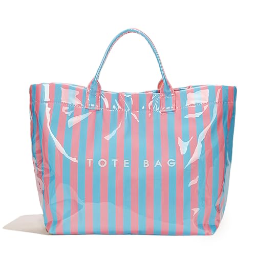 Image of Lushandy PVC Tote Bag for Women Jelly Beach Bag Top Handle Hobo Handbag | Water-Resistant, Wipe Clean, Lightweight