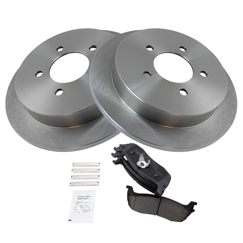 Image of TRQ Rear Brake Pad and Rotor Set Ceramic Vented Rotors | For 1997-2002 Ford Expedition 1999-2003 F-150 2004 F-150 Heritage 1998-2002 Lincoln Navigator 2002 Lincoln Blackwood
