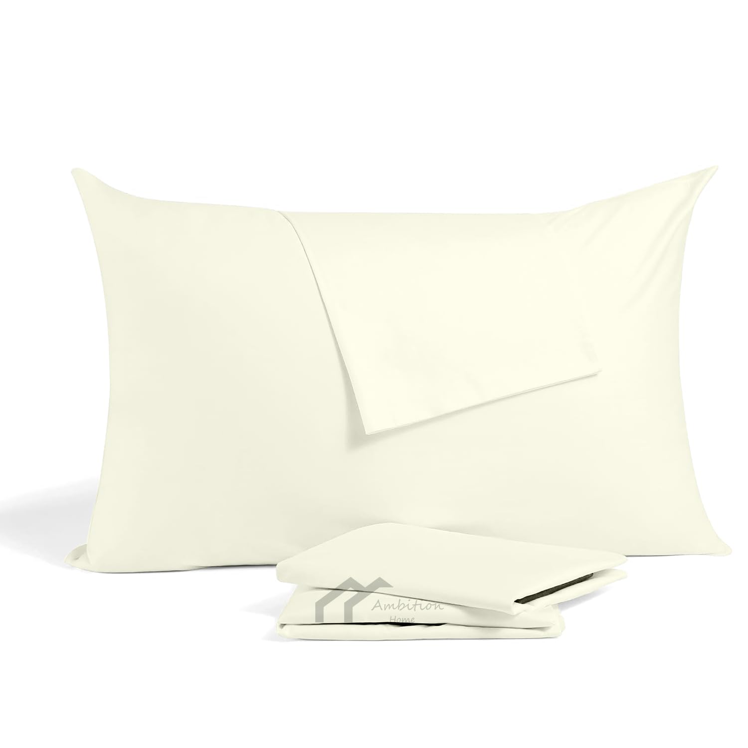 Toddler Pillowcase 13x18 Inches Pack of 2 Ivory - Zipper Closer Pillow case Cotton Travel Pillow Cover 500 Thread Count 100% Egyptian Cotton Nursery