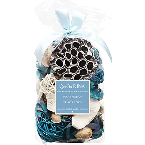 Qingbei Rina Summer Potpourri Bags, Ocean Breeze Scented Potpourri Bowl Filler,Beach Coastal Blue Vase Filler,Home Fragrance Sachet of Petal,Bathroom Easter Decor,9.9 Oz
