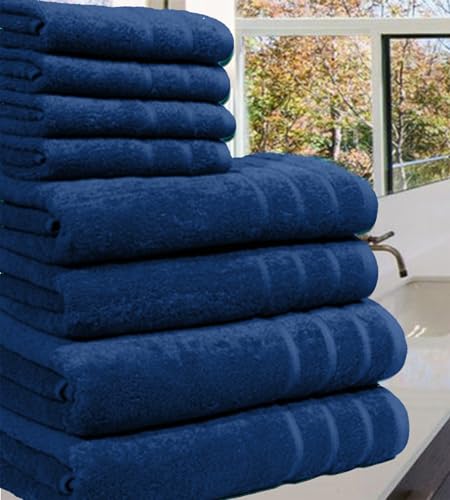 Casabella Luxury 100% Egyptian Cotton Towel Bale - 8 Pieces - 550 Gsm Xlarge Sizes_Royal Blue_4 Pieces Set
