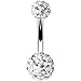 BodyJ4You Crystal Belly Button Ring Surgical Steel Curved Navel Barbell Body Piercing 14G (1.6mm)