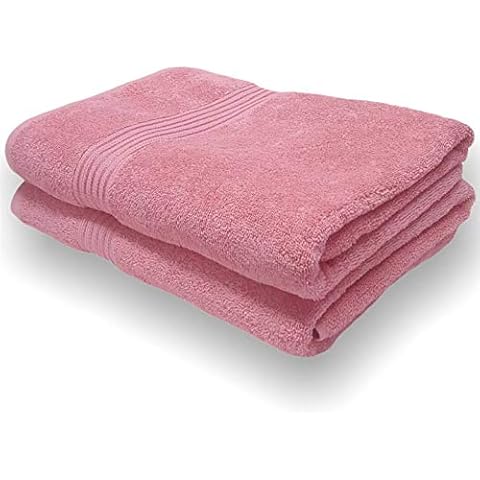 Sasma Home - 2 x Jumbo Bath Sheets (90x150cm)- 500GSM 100% Natural Staple Cotton Highly Absorbent- Quick Dry Large Bath Sheet set (Pink) Cover