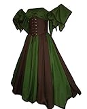 El paquete incluye:1* Vestido Disfraz Traje Medieval para Mujer Gótico Vintage Manga Corta Vestido De Renacimiento Verde 3XL