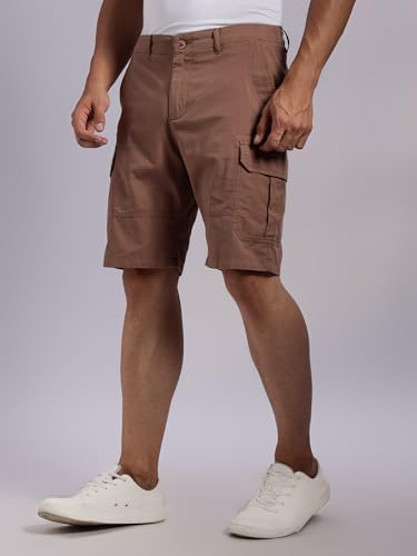 Image of Thomas Scott Men's | Regular Fit | 100% Cotton | Solid | Breathable Lightweight | 6-Pocket Cargo Shorts | Cricket Club Collection