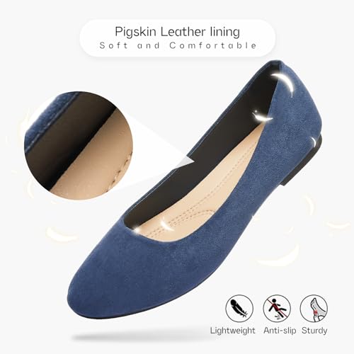 Image of Shupua Flats for Women Round Toe Black Ballet Flats Dressy Work Shoes