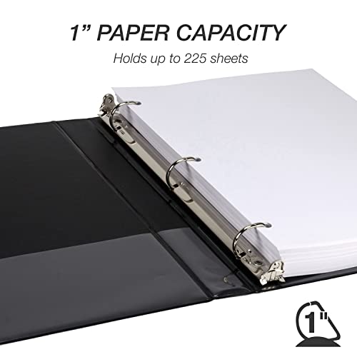 Image of Samsill Durable 1 inch 3 Ring Binder, D Ring Binder, 100% Recycled Chipboard, Black, 24 Pack - Bulk
