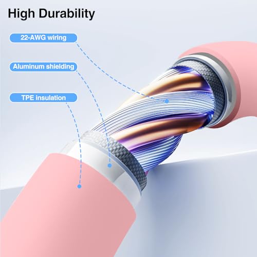 Image of 2pack 6ft USB C to C Cable, 60W Type C to Type C Fast Charging Cord for iPhone 17 16 15 Pro, Pro Max, Plus, iPad Pro, MacBook Air 13 inch, iPad Pro, Air, for Samsung Galaxy S25 and More, Pink