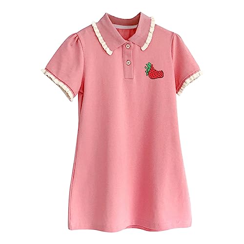Girls Short Sleeve P𝐨lo Dress Summer Beach DressesLittle Girls Ruffle P𝗶que P𝐨lo Dress School 𝗨niform