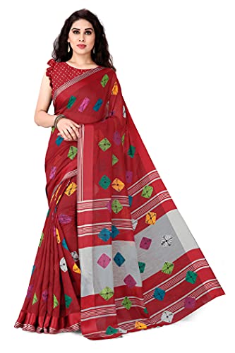 Image of MIRCHI FASHION Cotton Blend Bandhani Printed Saree for Women's with Satin Woven Border and Blouse Piece