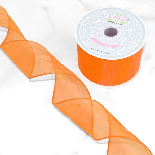 Creative Ideas Wired 2.5 Organza Ribbon 10 Yards Orange