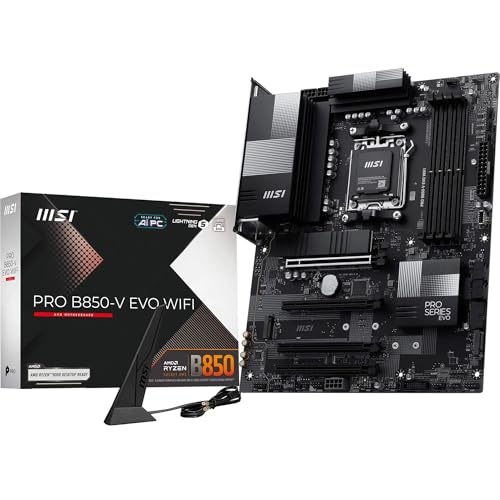 MSI PRO B850-V EVO WiFi Motherboard, ATX - Supports AMD Ryzen 9000/8000 / 7000 Processors, AM5 - DDR5 Memory Boost (up to 8200+ MT/s OC), PCIe 5.0 x16, M.2 Gen5, Wi-Fi 7, 5G LAN - image 1